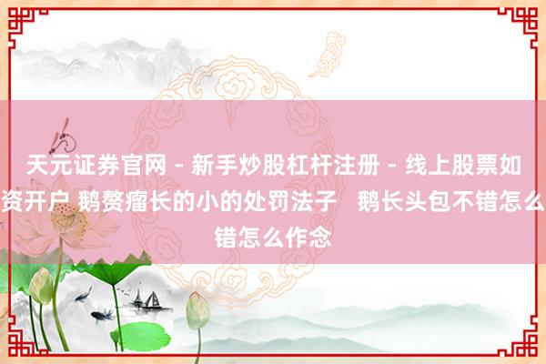 天元证券官网 - 新手炒股杠杆注册 - 线上股票如何配资开户 鹅赘瘤长的小的处罚法子   鹅长头包不错怎么作念